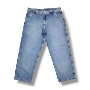 Vintage Lucky Brand Carpenter Baggy Blue Jeans Men's 42x32 Made in USA Rare